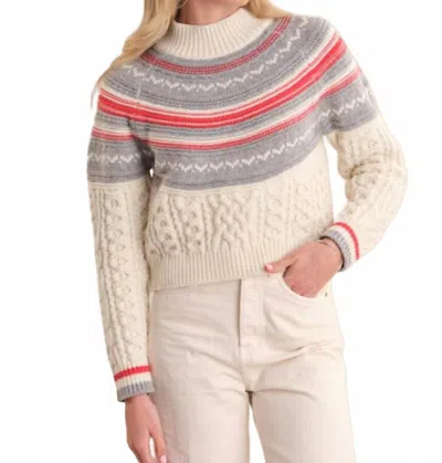 525 America Ayana Cable Pullover With Pattern Yoke In Sea Salt Combo In Multi