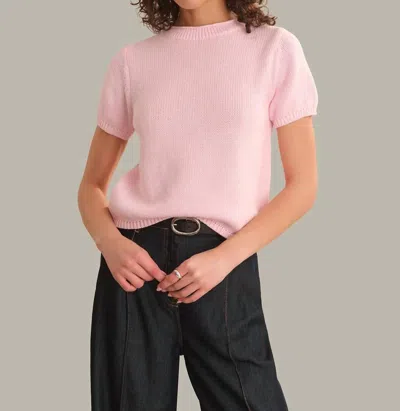 525 America Banks Rolled Edge Sweater Tee In Ballet Slipper In Pink