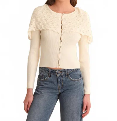 525 America Beatrice Cape Crochet Like Cardigan In Sea Salt In Blue