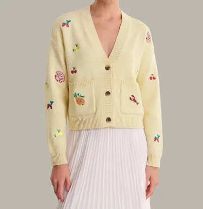 525 America Blythe Fruit Embroidered Cardigan In Yellow