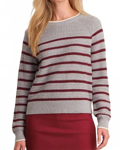525 America Brooke Crew Neck Textured Stripe Pullover Sweater In Grey Mist Heather Multi In Gray