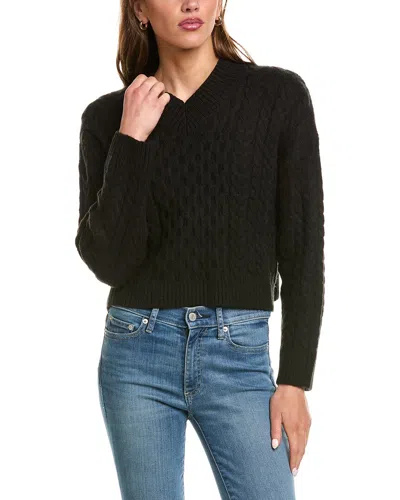 525 America Cable High V-neck Pullover In Black