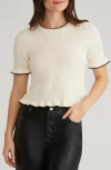 525 America Caroline Mix Stitch Knit Top In White