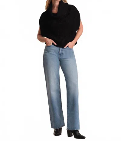 525 America Cate Sleeveless Turtleneck Sweater In Dark Blue In Black