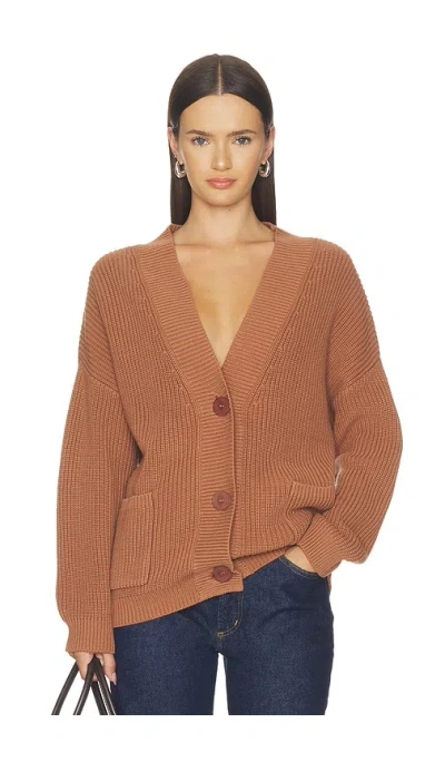 525 America Celeste Relaxed Pocket Cardigan In Carob Brown