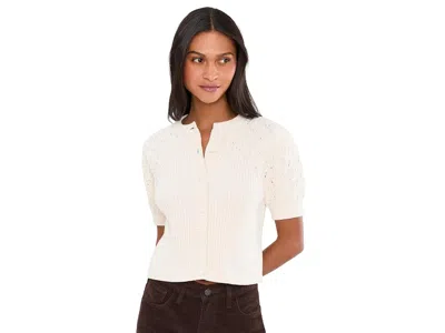 525 America Cici Bobble Knit Short Sleeve Cardigan Women's Sweater Sea Salt: Xl, Cotton In White