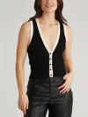 525 America Claudia Button Shaker Vest In Black Multi In Multi