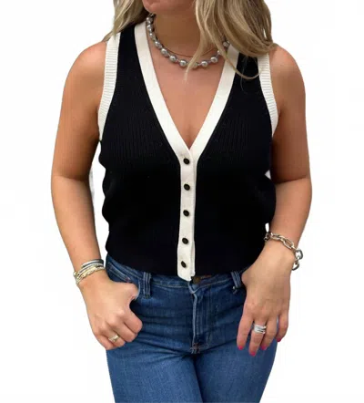 525 America Claudia Button Shaker Vest In Black Multi