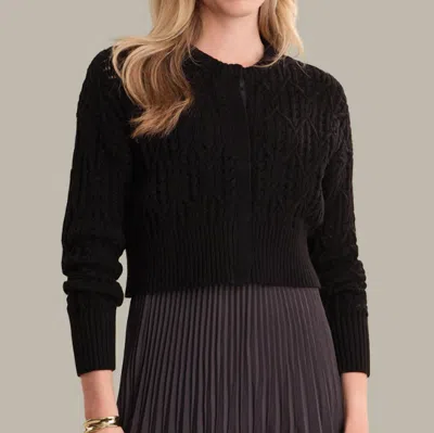 525 America Amara Cropped Cable Cardigan In Black In Multi