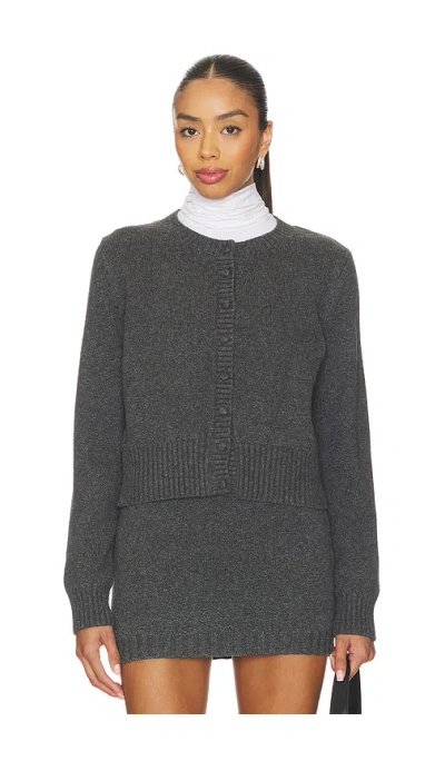 525 America Covered Button Cardigan In Gray