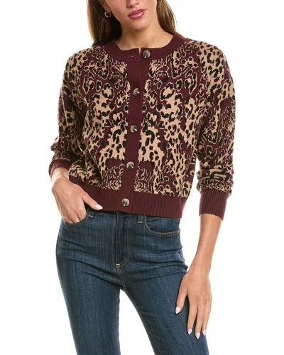 525 America Crewneck Leopard Cardigan In Brown