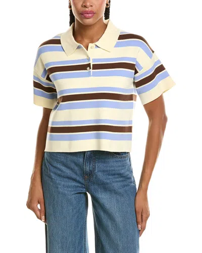 525 America Cropped Stripe Polo Sweater In Multi