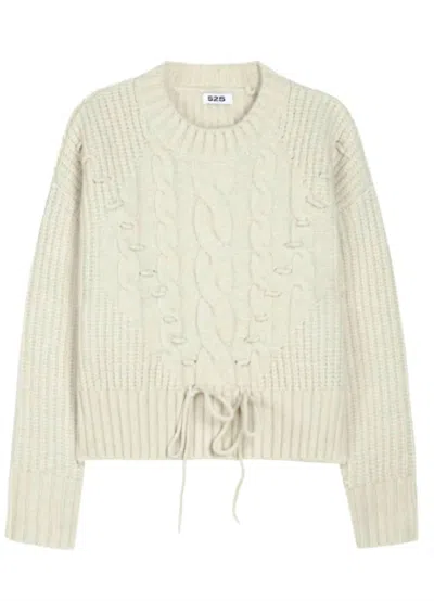 525 America Dakota Cable Sweater In Ecru In Beige