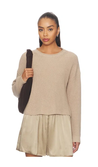 525 America Daphne Cropped Pullover Sweater In Mushroom Heather