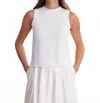 525 America Demi High Crewneck Tank In Bleach White In White