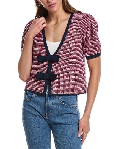 525 America Elaine Puff Sleeve Tie Front Cardigan In Tomato Multi