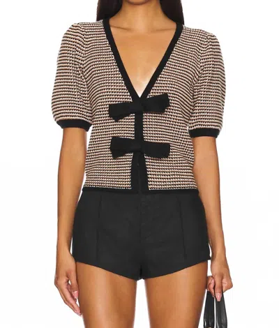 525 America Eliane Puff Sleeve Cardigan In Sea Salt Multi In Black