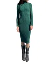 525 America Emerald Ribbed Turtleneck Midi Dress In Green In Green