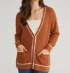 525 America Emma Cardigan With Tipping In Toasted Almond In Brown
