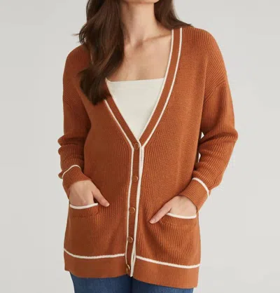 525 AMERICA EMMA CARDIGAN WITH TIPPING IN TOASTED ALMOND