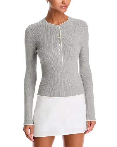 525 America Emmeline Rib Knit Layered Henley Sweater In Gray
