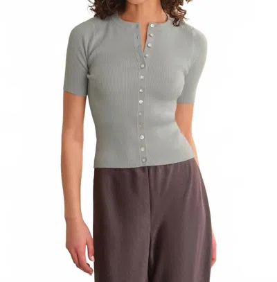 525 America Georgie Elbow Sleeve Button Down Cardigan In Grey Pearl In Multi