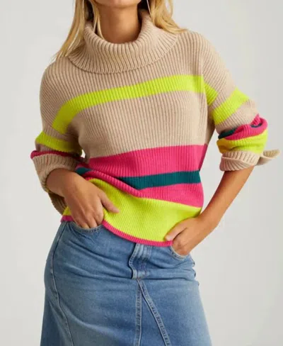 525 America Giana Turtleneck Sweater In Cashew Heather Multi In Beige