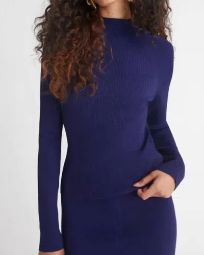 525 America Haley Rib Mockneck Pullover In Indigo In Blue
