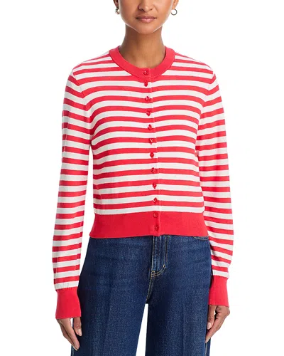 525 America Harlow Striped Button Down Cardigan In Red