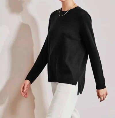 525 America High Low Crewneck Sweater In Black