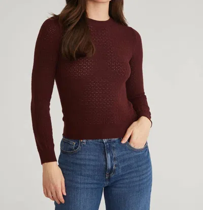 525 America Holly Pointelle Stitch Long Sleeve Sweater In Oxblood In Red
