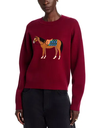 525 America Intarsia Knit Crewneck Sweater - Exclusive In Burgundy