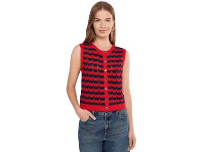 525 America Isla Striped Button Front Vest Women's Vest Racing Red Combo: Md