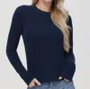 525 America Jane Cotton Shaker Crewneck Sweater In Black In Blue