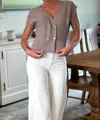 525 America Jayda Double Breasted Vest In Tan In Gray