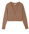 525 America Jenny Cropped Button Front Cardigan In Cinnamon In Multi