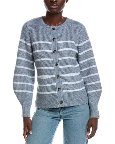 525 America Josie Structured Stripe Cardigan In Blue