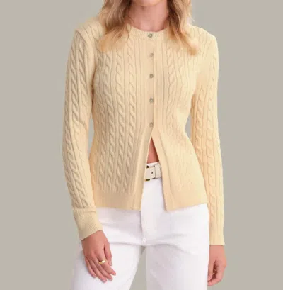 525 America Julianna Cable Knit Crewneck Cardigan In Butter Yellow In Neutral