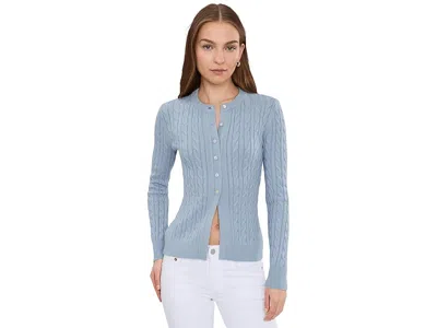 525 America Juliette Cable Split Hem Cardigan In Blue