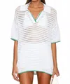 525 America Kacey Open Stitch Top In White In White