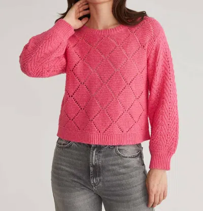 525 America Kelsey Pointelle Pullover Sweater In Carmine Rose In Multi