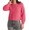 525 America Kelsey Pointelle Pullover Sweater In Carmine Rose In Multi