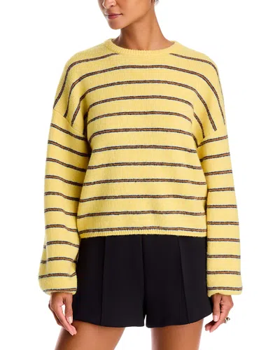 525 America Kensington Striped Cropped Sweater In Yellow