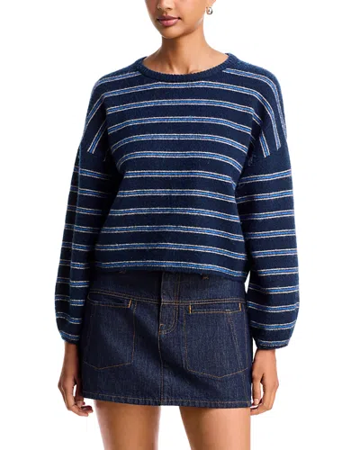 525 America Kensington Striped Cropped Sweater In Blue