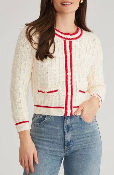 525 America Laurel Contrast Trim Cardigan In Sea Salt Multi