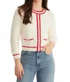 525 America Laurel Crew Neck Trophy Cardigan In Sea Salt Multi In Neutral