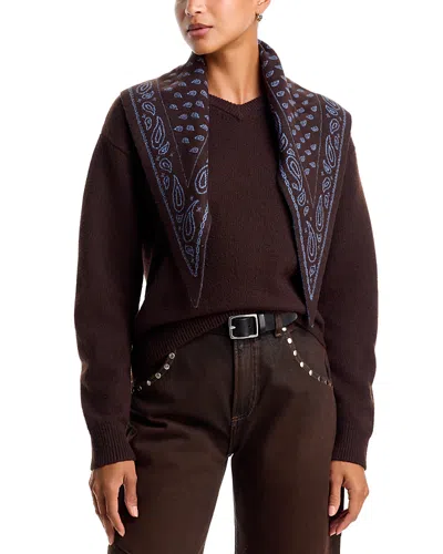 525 America Lennox High V Pullover With Removable Scarf In Black