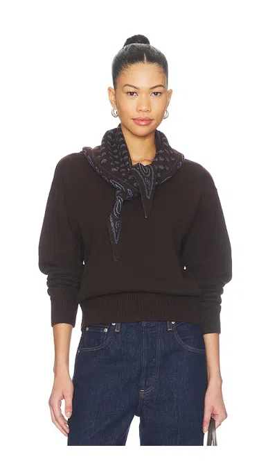 525 America Lennox High Vee Pullover Sweater With Removable Scarf In Brown