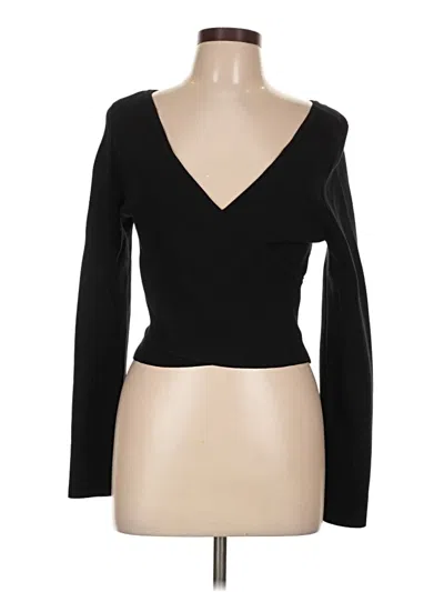 Pre-owned 525 America Long Sleeve Top Black Plunge Neckline Tops
