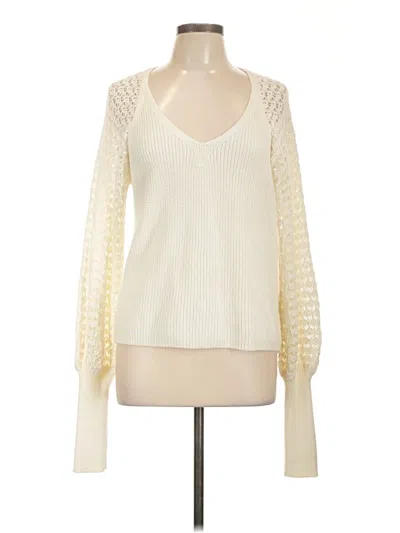 Pre-owned 525 America Long Sleeve Top Ivory V Neck Tops In White